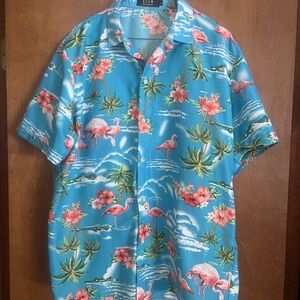 Blue Tropical Print Men's Shirt
